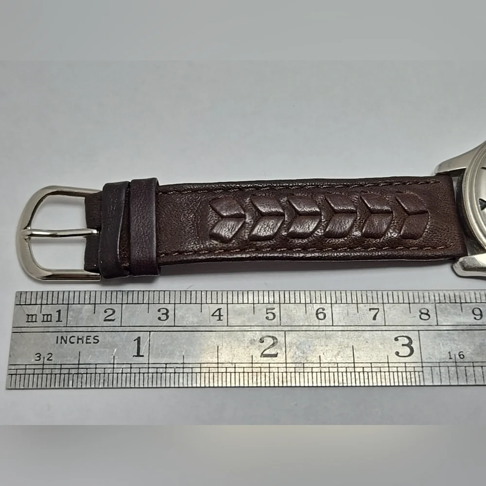 Great Land Mens Quartz Multi Dial Watch Date Brown Leather Strap New Battery